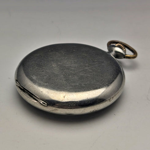 Around 1920 Antique Omega pocket watch silver plated open face with translation